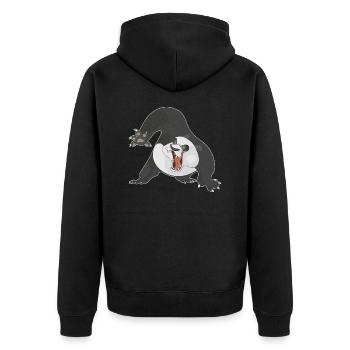 Panda - Unisex Premium Organic Zip Hoodie - black - Back - Nico (187cm)