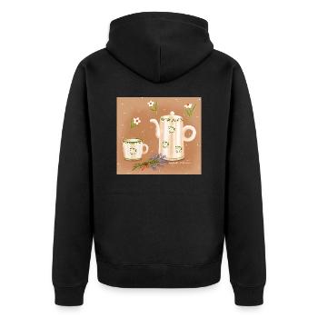 summer tea - Unisex Premium Bio Zip Hoodie - Schwarz - Hinten - Nico (187cm)