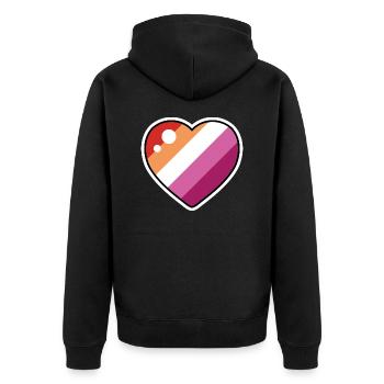 Heart (Lesbian Flag) - Unisex Premium Organic Zip Hoodie - black - Back - Nico (187cm)