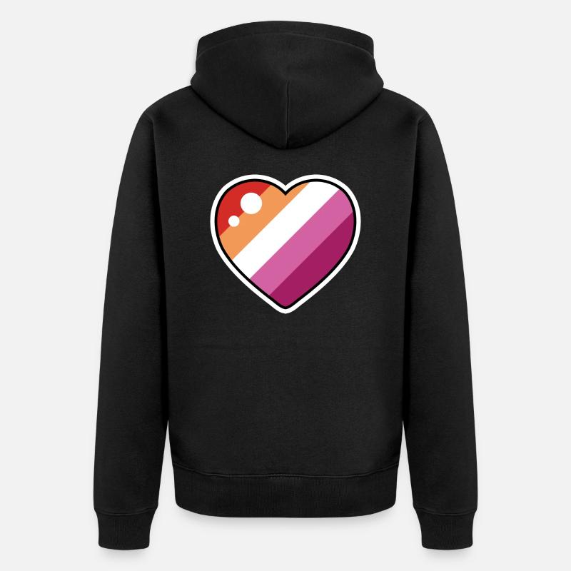 Coeur (drapeau lesbien) - Veste à capuche bio Premium Unisexe - noir