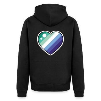 Heart (Gay Flag) - Unisex Premium Organic Zip Hoodie - black - Back - Nico (187cm)