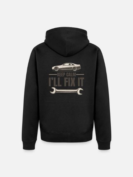 KEEP CALM I'LL FIX IT - Unisex Premium Organic Zip Hoodie - black