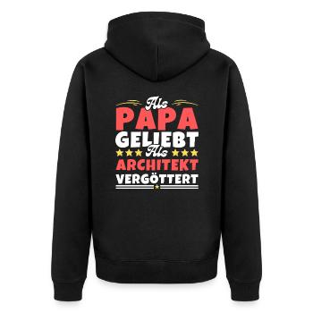 Als Papa geliebt, als Architekt vergöttert - Unisex Premium Bio Zip Hoodie - Schwarz - Hinten - Nico (187cm)