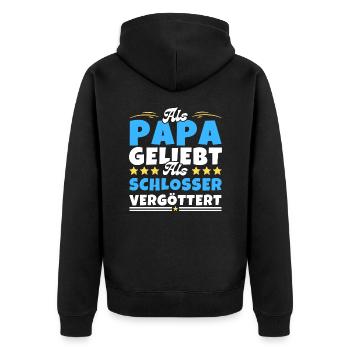 Als Papa geliebt, als Schlosser vergöttert - Unisex Premium Bio Zip Hoodie - Schwarz - Hinten - Nico (187cm)