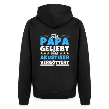 Als Papa geliebt, als Akustiker vergöttert - Unisex Premium Bio Zip Hoodie - Schwarz - Hinten - Nico (187cm)