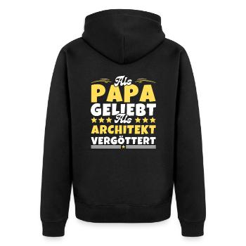 Als Papa geliebt, als Architekt vergöttert - Unisex Premium Bio Zip Hoodie - Schwarz - Hinten - Nico (187cm)