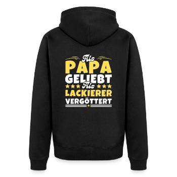 Als Papa geliebt, als Lackierer vergöttert - Unisex Premium Bio Zip Hoodie - Schwarz - Hinten - Nico (187cm)