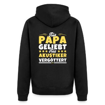 Als Papa geliebt, als Akustiker vergöttert - Unisex Premium Bio Zip Hoodie - Schwarz - Hinten - Nico (187cm)