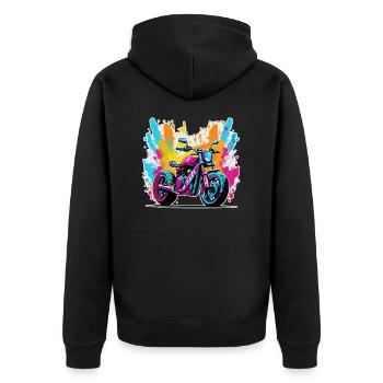 moto vintage style retro - graffiti - Veste à capuche bio Premium Unisexe - noir - Dos - Nico (187cm)