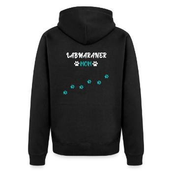 Labmaraner Mom I Labrador Weimaraner Mix - Unisex Premium Bio Zip Hoodie - Schwarz - Hinten - Nico (187cm)