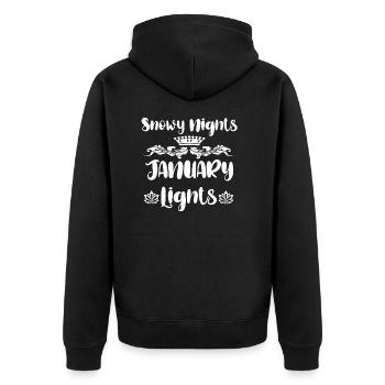 Snowy Nights January Lights - Unisex Premium Organic Zip Hoodie - black - Back - Nico (187cm)