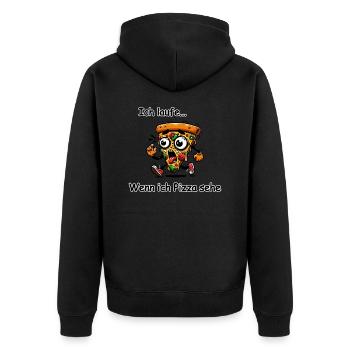 I run when I see pizza - Unisex Premium Organic Zip Hoodie - black - Back - Nico (187cm)