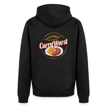 Currywurst Retro Wurst Vintage Bratwurst Pommes - Unisex Premium Bio Zip Hoodie - Schwarz - Hinten - Nico (187cm)