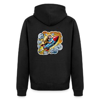 The flying ape - Unisex Premium Bio Zip Hoodie - Schwarz - Hinten - Nico (187cm)