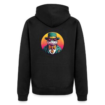 Colorful Alligator Crocodile with Sunglasses and Hat - Unisex Premium Organic Zip Hoodie - black - Back - Nico (187cm)