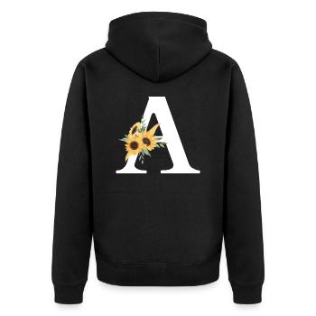Brief an Floral Sunflower - Unisex Premium Bio Zip Hoodie - Schwarz - Hinten - Nico (187cm)
