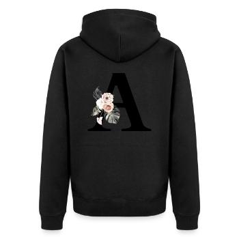Brief an Tropical Floral - Unisex Premium Bio Zip Hoodie - Schwarz - Hinten - Nico (187cm)