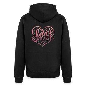 Aime toi toi-même - Veste à capuche bio Premium Unisexe - noir - Dos - Nico (187cm)