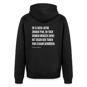 Quote - Unisex Premium Organic Zip Hoodie - black - Back - Nico (187cm)