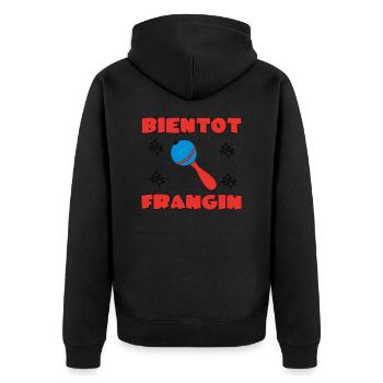 BALD BRÜDER - Unisex Premium Bio Zip Hoodie - Schwarz - Hinten - Nico (187cm)