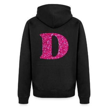 Glitter pink letter d - Unisex Premium Organic Zip Hoodie - black - Back - Nico (187cm)