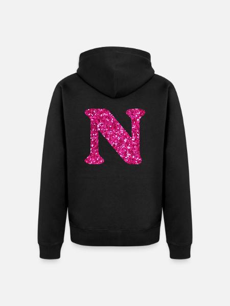 Letra de purpurina rosa n - Chaqueta con capucha prémium ecológica unisex - negro