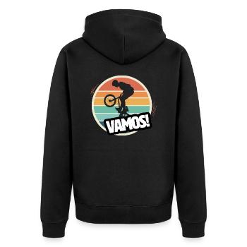 Vamos bmx rétro - Veste à capuche bio Premium Unisexe - noir - Dos - Nico (187cm)