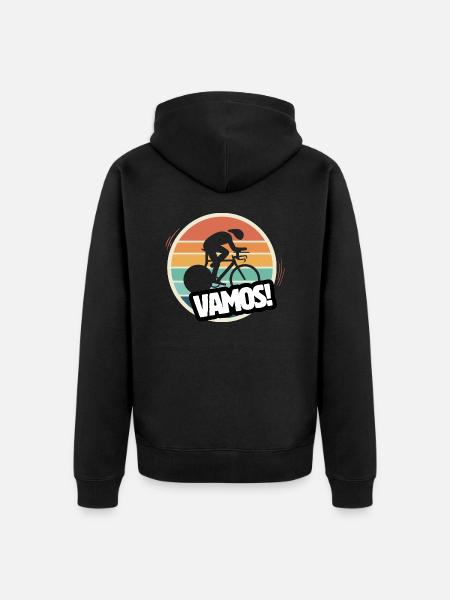 Vamos Retro-Bahnradfahrer - Unisex Premium Bio Zip Hoodie - Schwarz