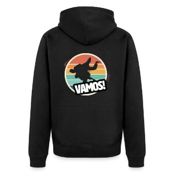 Vamos Retro Judo - Unisex Premium Organic Zip Hoodie - black - Back - Nico (187cm)
