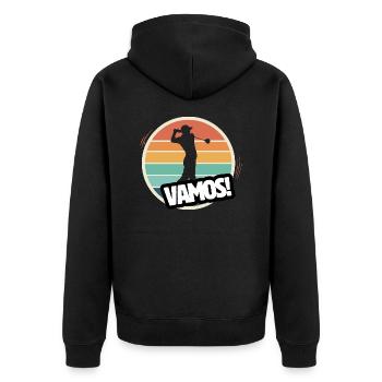 Vamos Retro Golf - Unisex Premium Organic Zip Hoodie - black - Back - Nico (187cm)