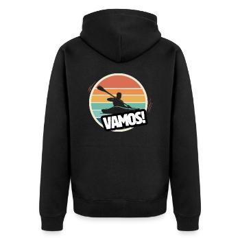 Vamos Canoe Kayak Retro Inline Race - Unisex Premium Organic Zip Hoodie - black - Back - Nico (187cm)