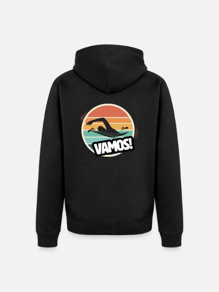 Vamos Retro Swimming - Unisex Premium Organic Zip Hoodie - black
