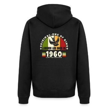 1960 Vintage Birthday Legend Gift - Unisex Premium Organic Zip Hoodie - black - Back - Nico (187cm)