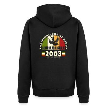 2003 Vintage Anniversaire Légende Cadeau - Veste à capuche bio Premium Unisexe - noir - Dos - Nico (187cm)