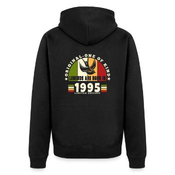 1995 Vintage Birthday Legend Gift - Unisex Premium Organic Zip Hoodie - black - Back - Nico (187cm)