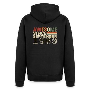 September 1968, birthday present September 1968 - Unisex Premium Organic Zip Hoodie - black - Back - Nico (187cm)