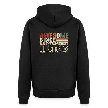 September 1963, birthday present September 1963 - Unisex Premium Organic Zip Hoodie - black - Back - Nico (187cm)