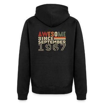 September 1967, birthday present September 1967 - Unisex Premium Organic Zip Hoodie - black - Back - Nico (187cm)
