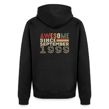 September 1999, birthday present September 1999 - Unisex Premium Organic Zip Hoodie - black - Back - Nico (187cm)