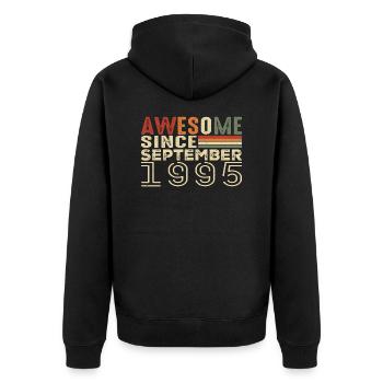 September 1995, birthday present September 1995 - Unisex Premium Organic Zip Hoodie - black - Back - Nico (187cm)