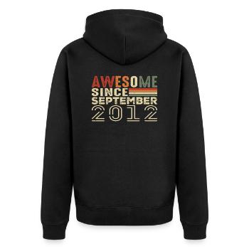 September 2012, Birthday present September 2012 - Unisex Premium Organic Zip Hoodie - black - Back - Nico (187cm)