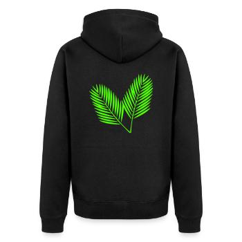 blatt 2 - Unisex Premium Bio Zip Hoodie - Schwarz - Hinten - Nico (187cm)
