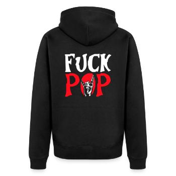 Fuck Pop Music Heavy Metal Hard Rock Hand Gesture - Unisex Premium Organic Zip Hoodie - black - Back - Nico (187cm)