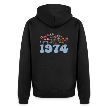 1974 Floral Pattern 1974 Floral Theme Flowers 1974 - Unisex Premium Organic Zip Hoodie - black - Back - Nico (187cm)