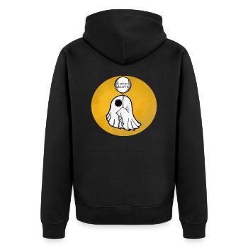 Halloween Ghost with a Balloon funny scary ghost - Unisex Premium Organic Zip Hoodie - black - Back - Nico (187cm)