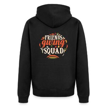 Friendsgiving-Truppe - Unisex Premium Bio Zip Hoodie - Schwarz - Hinten - Nico (187cm)