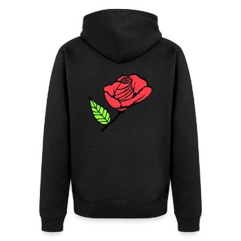 Jolie belle fleur de rose feuille roses romantique - Veste à capuche bio Premium Unisexe - noir - Dos - Nico (187cm)