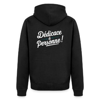 Dédicace à personne - Veste à capuche bio Premium Unisexe - noir - Dos - Nico (187cm)