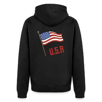 Drapeau des États-Unis - Veste à capuche bio Premium Unisexe - noir - Dos - Nico (187cm)
