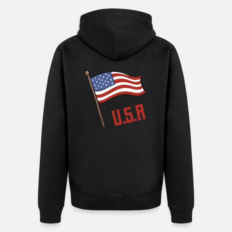 Drapeau des États-Unis - Veste à capuche bio Premium Unisexe - noir